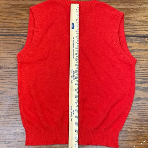 Jantzen Sweater Vest Men's M Red Knit V Neck 90s Casual Preppy Golf Made in USA - Picture 9 of 10